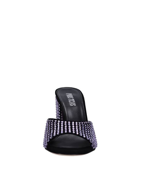 Anja leather mules with crystals PARIS TEXAS | PX947-XSACH SUEDE-CRYSTALVIOLA ONYX